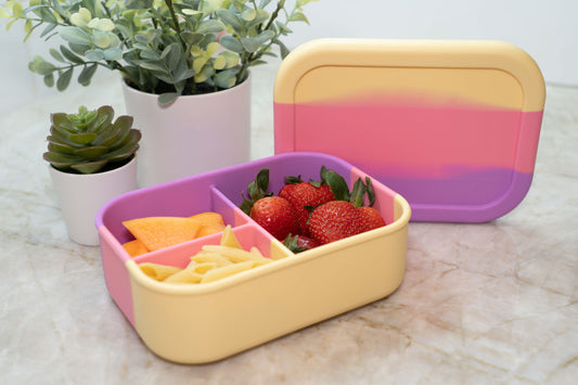 Silicone bento packed lunch - microwave safe, easy clean, leak-proof