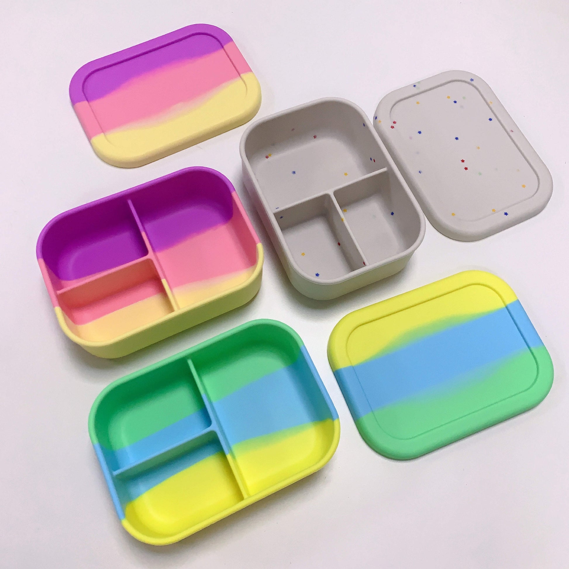 Silicone Bento Box 3 Compartments Adult Lunch Box Bento Containers