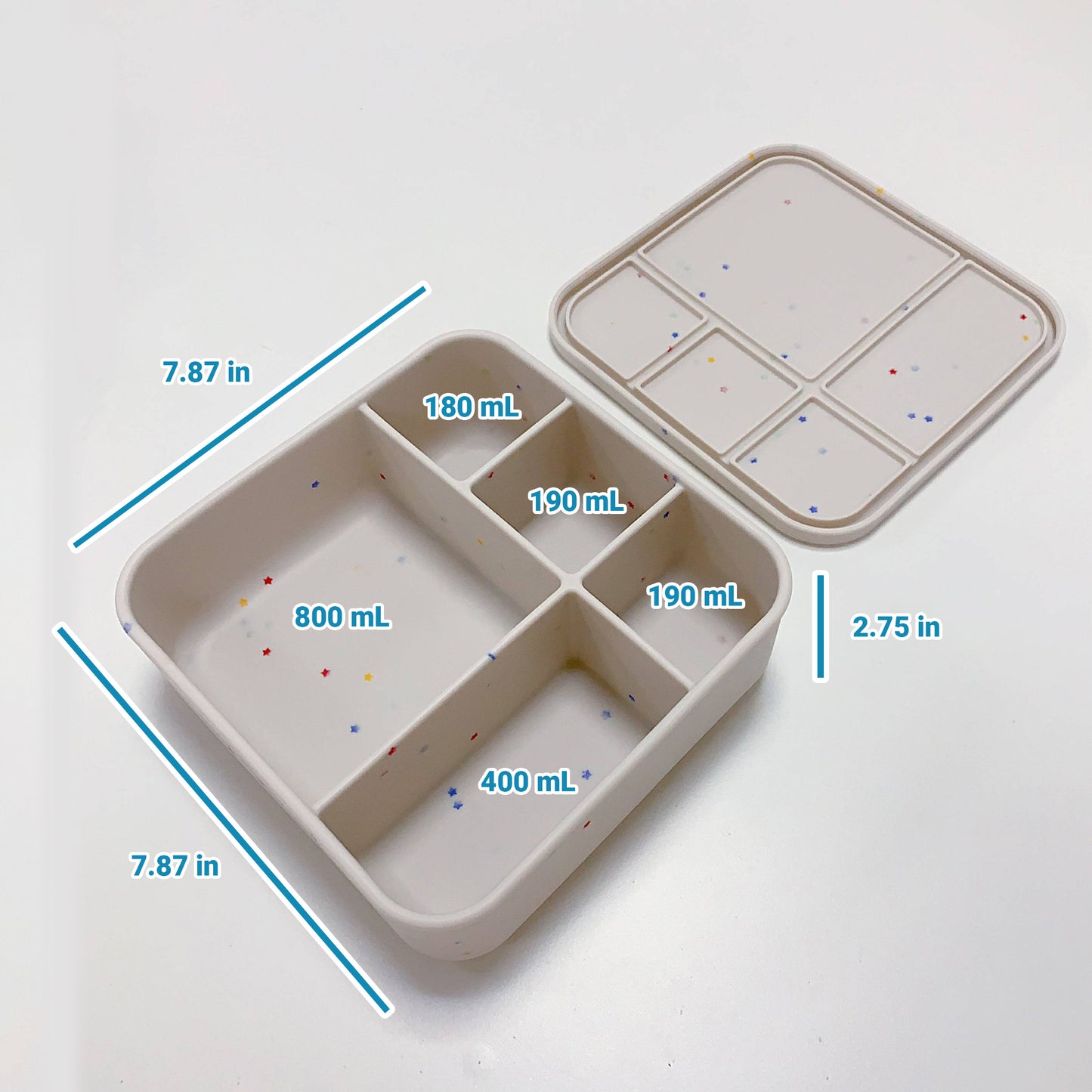 Square 5 Compartment Bento Box